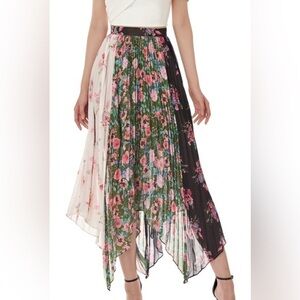 AMUR Mica floral pleated asymmetrical midi